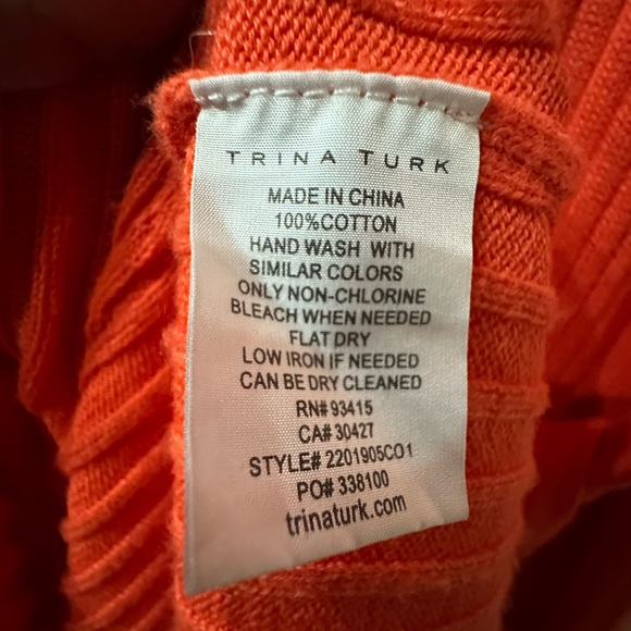 Trina Turk Esmeralda Midi Light Sweater Dress Poppy Sz L/XL - Picture 5 of 6